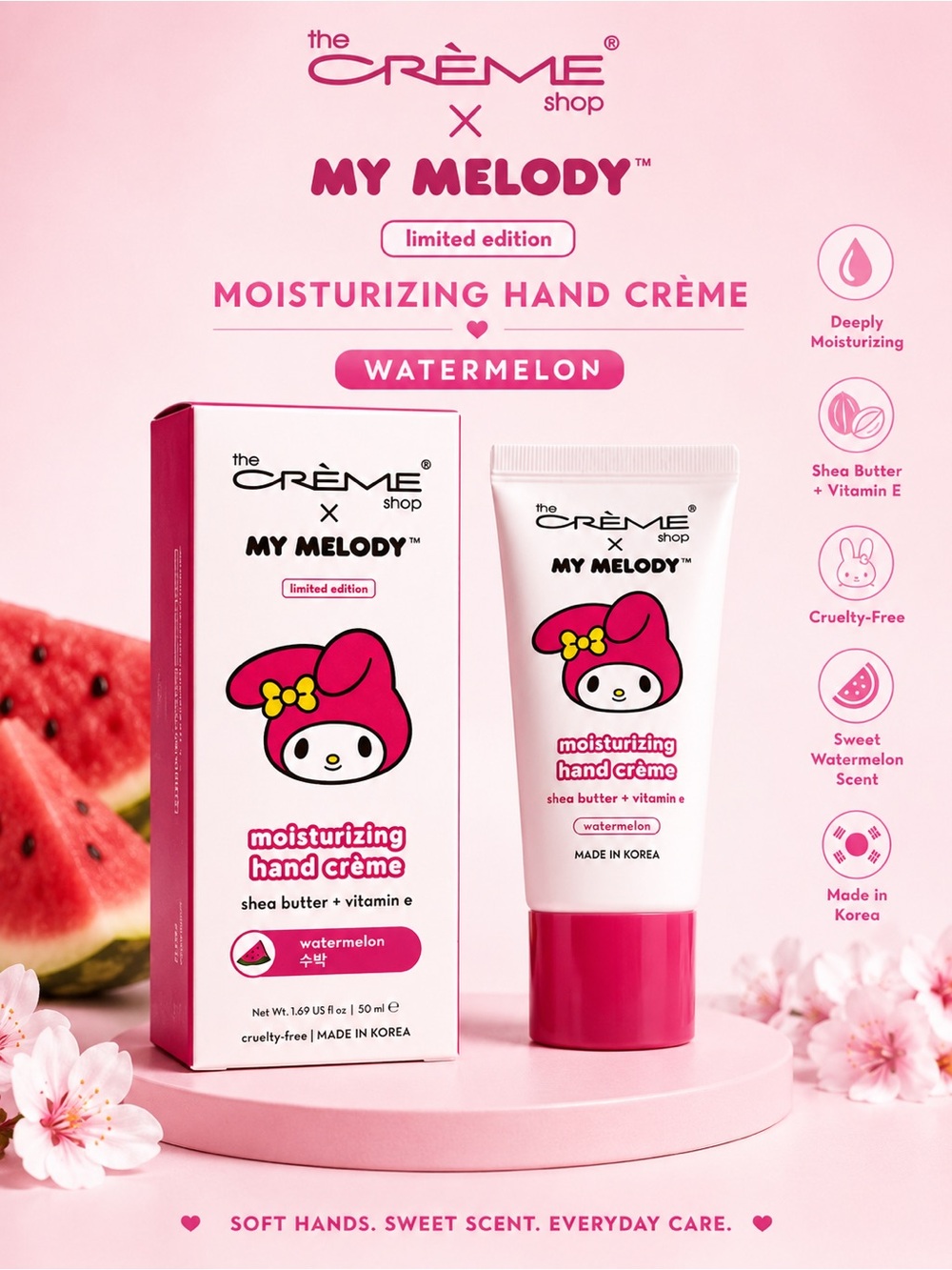 The Crème Shop x My Melody Watermelon Moisturizing Hand Crème - Pink